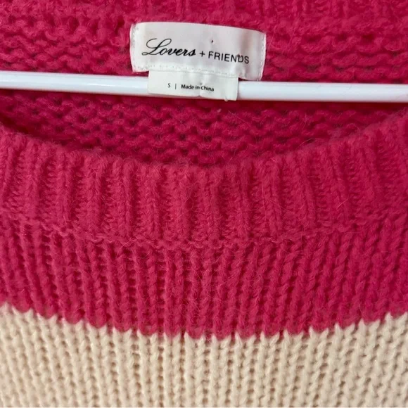 Lovers & Friends Lynn Sweater - Rose Pink Color Block Stripes - Size Small - Picture 5 of 12